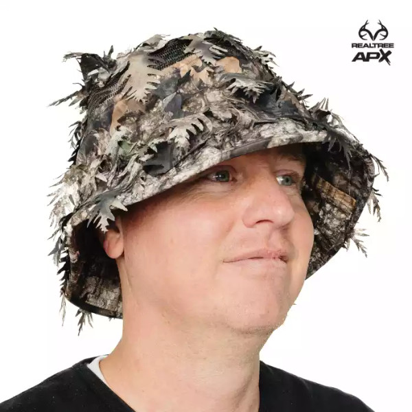 QuikCamo Unisex 2-in-1 Leafy Hunting Face Mask and Bucket Hat