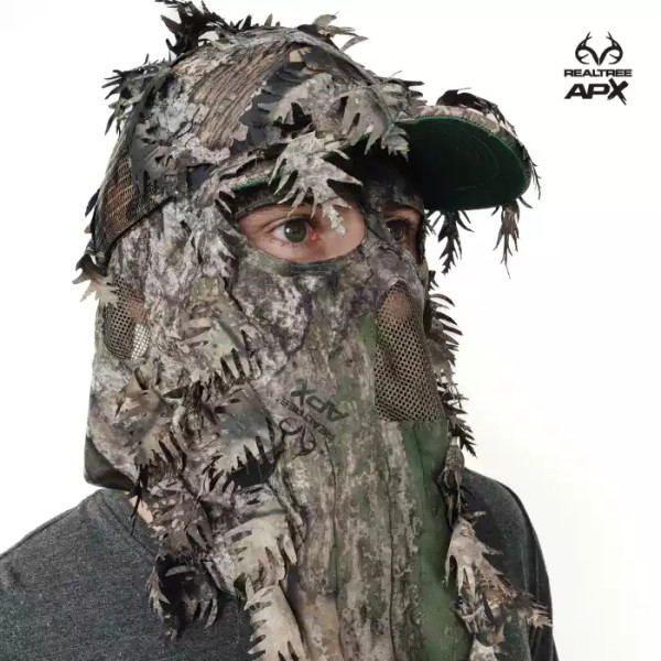QuikCamo Men's 2-in-1 Leafy Hunting Face Mask & Ball Cap