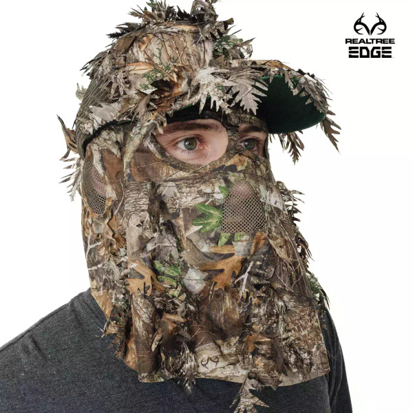 QuikCamo Men's 2-in-1 Leafy Hunting Face Mask & Ball Cap