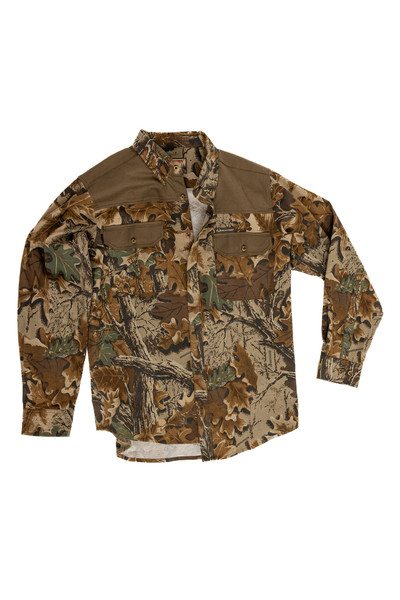 Flat lay of the Men's Milk River Button Down Camo Shirt in Realtree Advantage Classic.