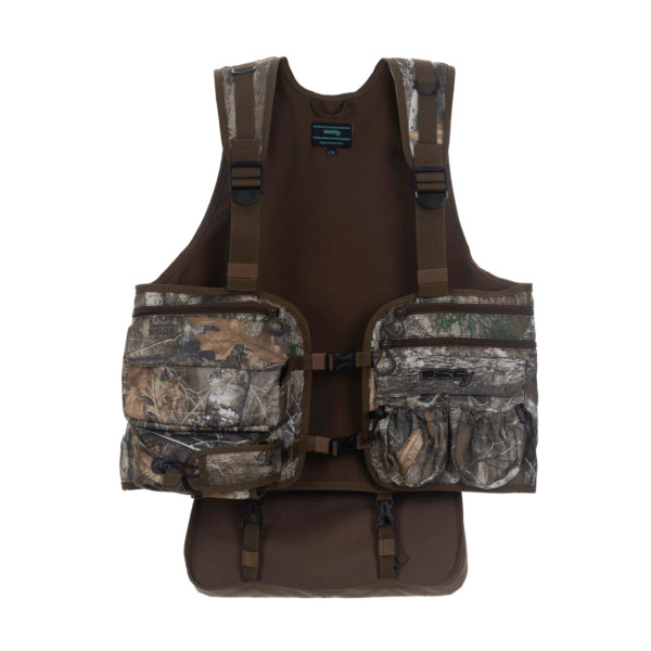 DSG Outerwear turkey vest in Realtree EDGE camo with multiple front storage pockets and adjustable straps main