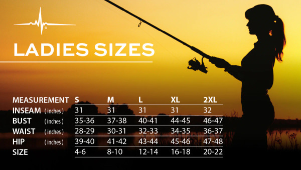 Women’s sizing chart with measurement guide showing how to measure chest, waist, hip, arm length, and inseam, plus size ranges from Small to 3XL.