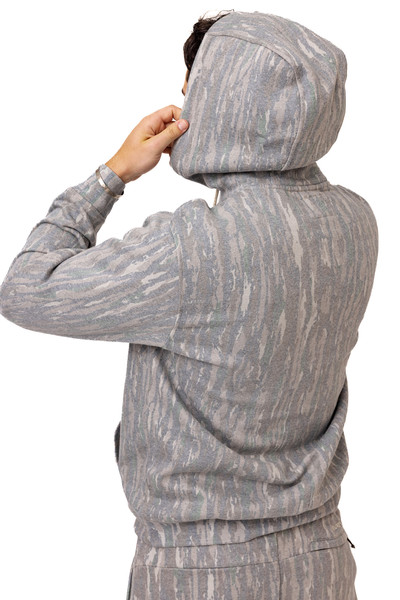 Side view of men’s Realtree camo hoodie.