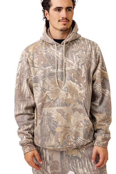 Men's Realtree Xtra Grey faded camo hoodie with drawstring hood and front kangaroo pocket main