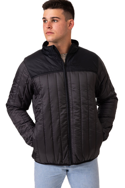 Men's Realtree 40th Anniversary Pro Staff Black Puff Jacket, front view on model main