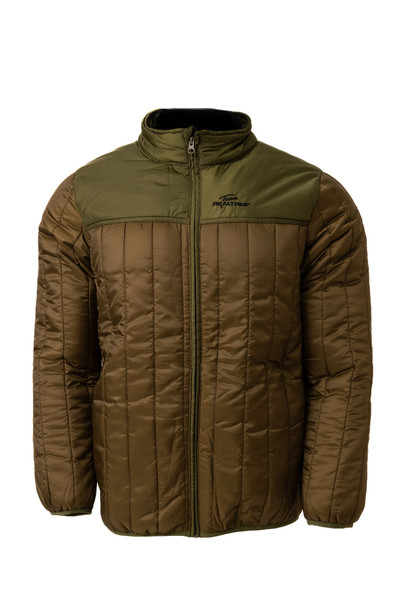 Men's Realtree 40th Anniversary Pro Staff Green Puff Jacket, front studio view.