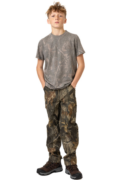 Kids Tri Blend Short Sleeve Crew Neck Camo Shirt in Realtree Hardwoods 