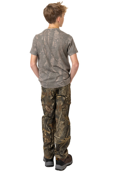 Back view of youth Realtree Hardwoods camo shirt.