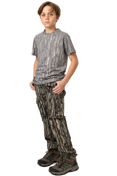 Kids Tri Blend Short Sleeve Crew Neck Camo Shirt in Realtree Original 