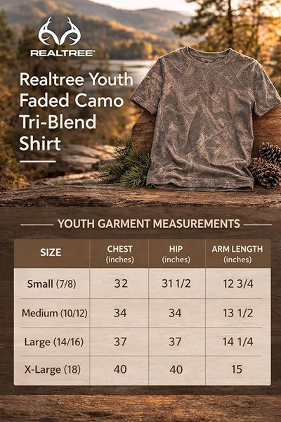 Kids Tri Blend Short Sleeve Crew Neck Faded Camo Shirt | Realtree Original
