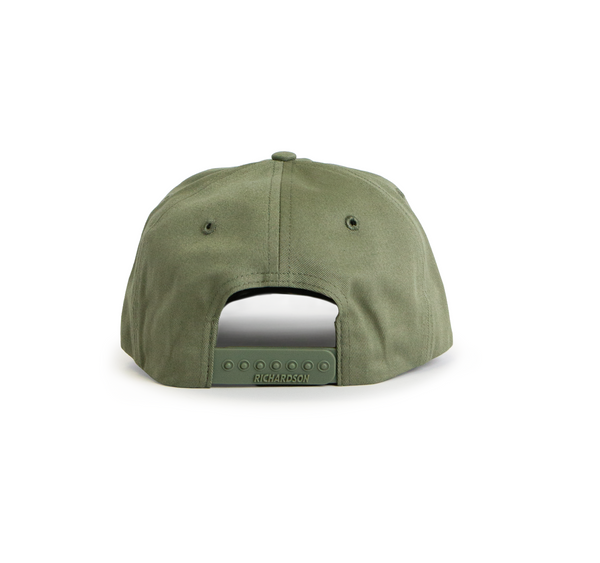 Back view of Team Realtree green snapback hat with adjustable closure.