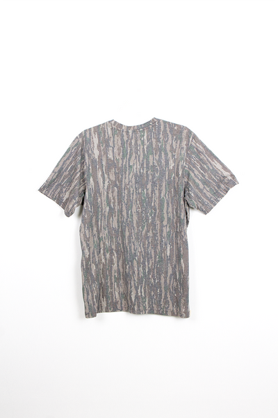 Back view of Realtree Original tri-blend camouflage short sleeve shirt.