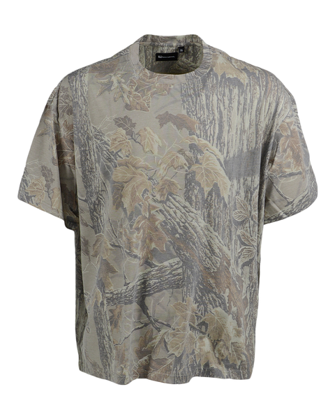 Front view of Banded women's Sunday camo t-shirt in Realtree Xtra Grey short sleeve crew neck.