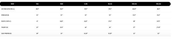Women’s sizing chart with measurement guide showing how to measure chest, waist, hip, arm length, and inseam, plus size ranges from Small to 3XL.