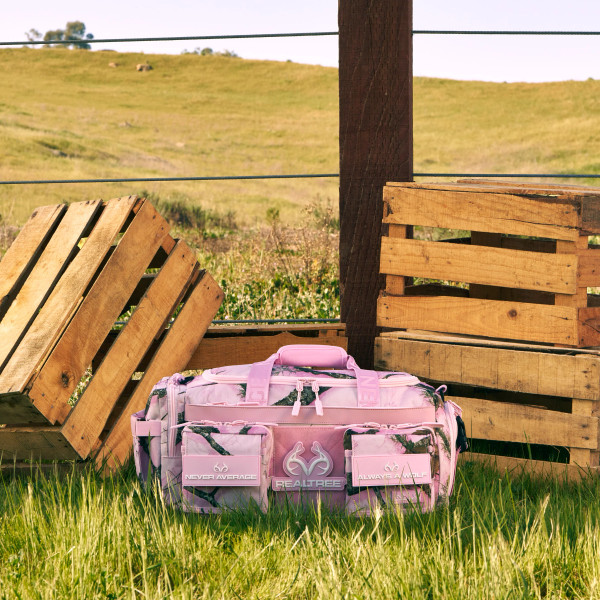 WOLFpak 30L Flushing Pink Perfect Camo Duffle Bag | Realtree APX Colors