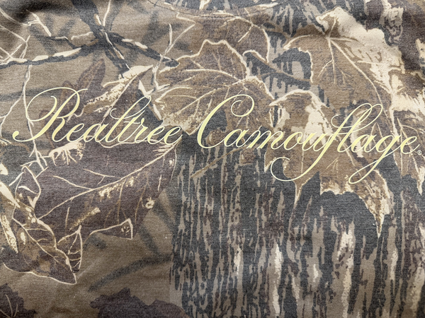 Unisex Realtree Camouflage Yellow Vintage Script Faded Camo Shirt | Realtree Xtra Grey