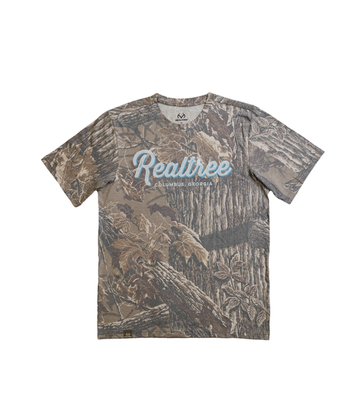 Unisex Realtree Camouflage Pink Vintage Script Faded Camo Shirt