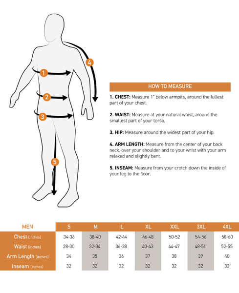 M307 LG men universal size chart
