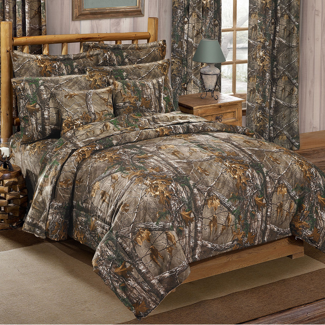 Realtree All Purpose Camo Comforter Set With Sheet and Curtain Option 
