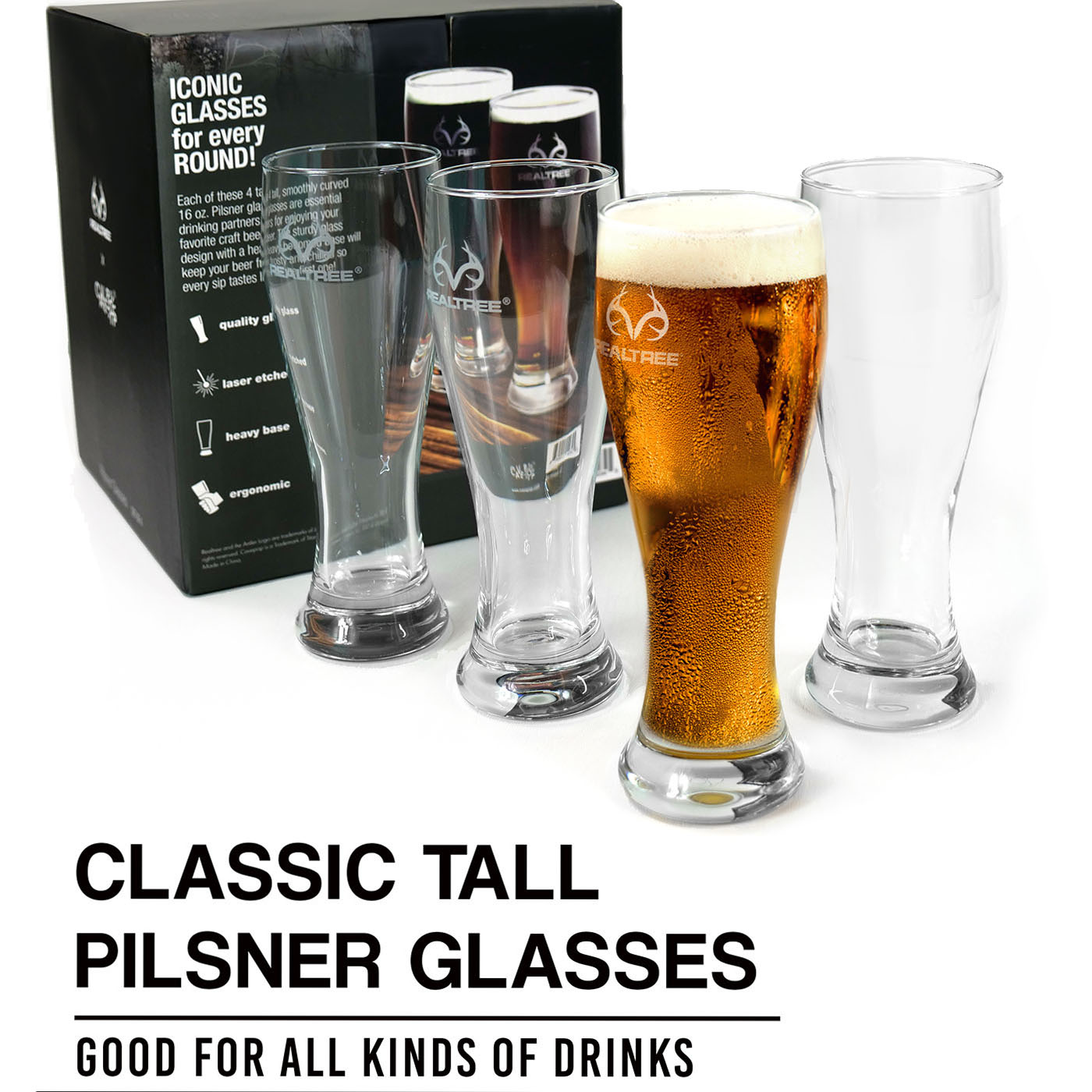 Pilsner Beer Glasses - Set of 4 from Realtree