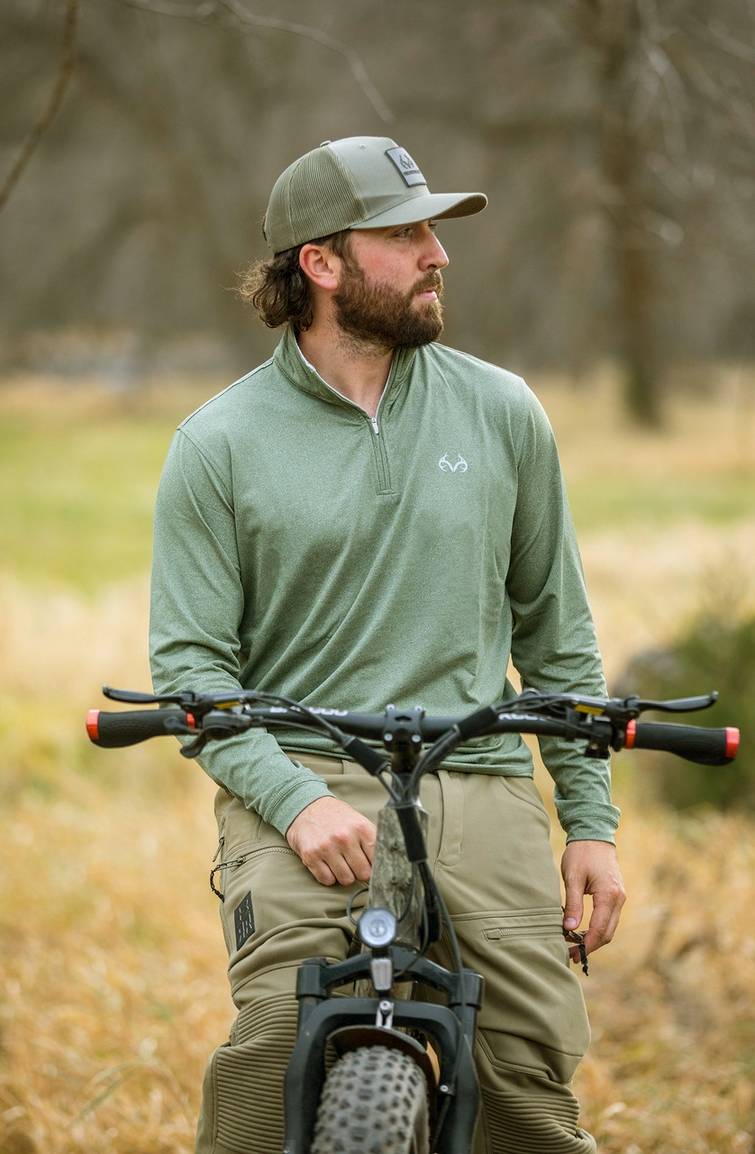 ウェア REALTREE Realtree WAV3X Hillside Men's Hunting 1/4 Zip Pullover, New