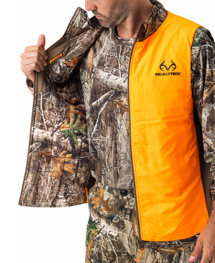 Realtree Men's Camo Pro Staff Reversible Hybrid Puffer Vest