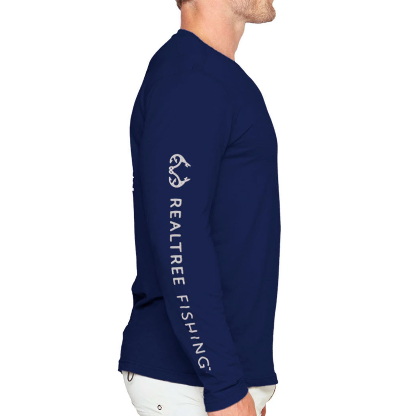Realtree Fishing Men's Sz L Vented Navy Blue Long Sleeve Fishing Shirt