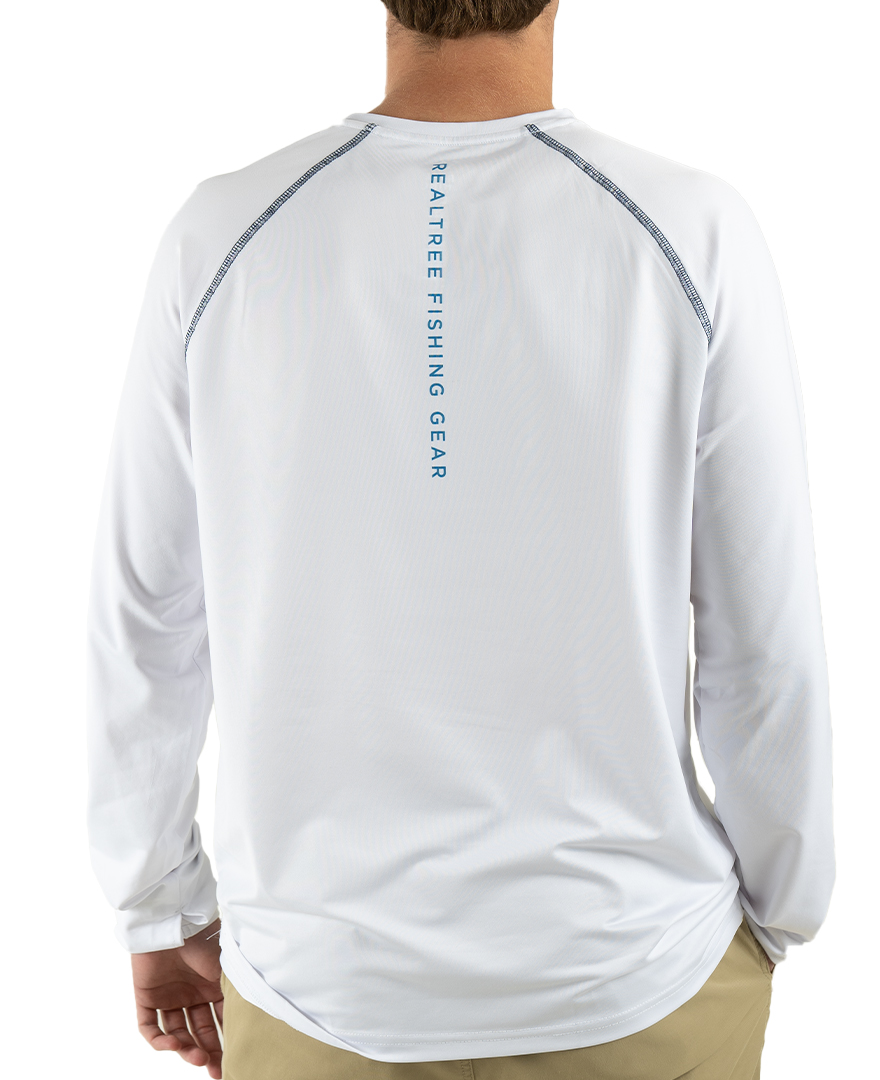 Fishing Flag Long Sleeve Performance Raglan White Shirt for Men's, Size XL from Realtree