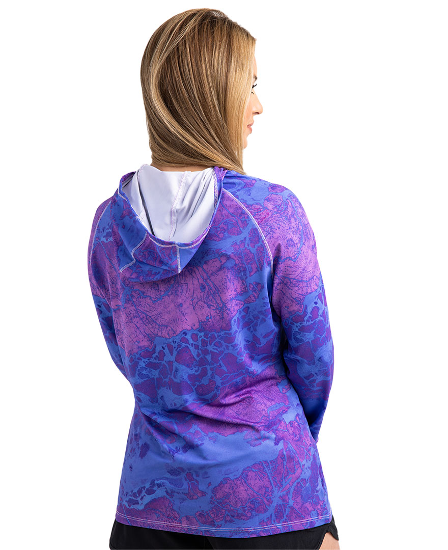 Realtree Fishing Hooded Long Sleeve Performance Women's Purple Raglan Shirt