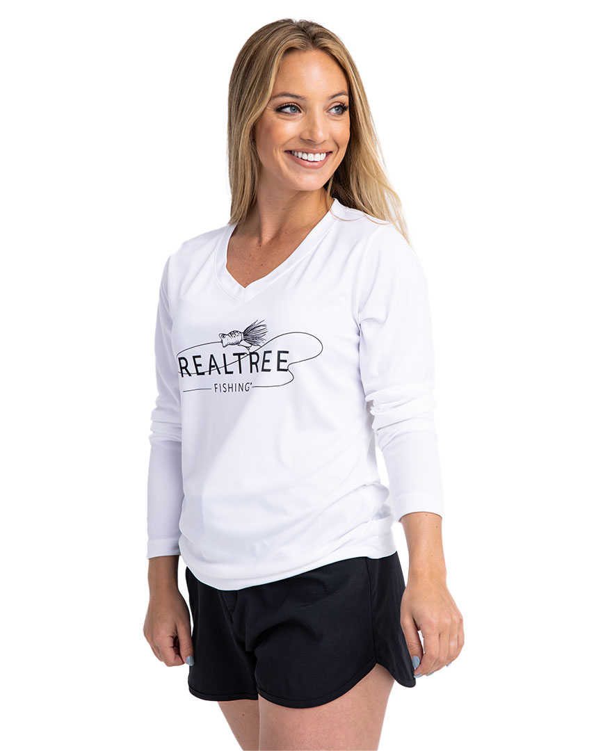 Realtree Wav3 Long Sleeve Performance Fishing Shirt for Women- Coral, S 