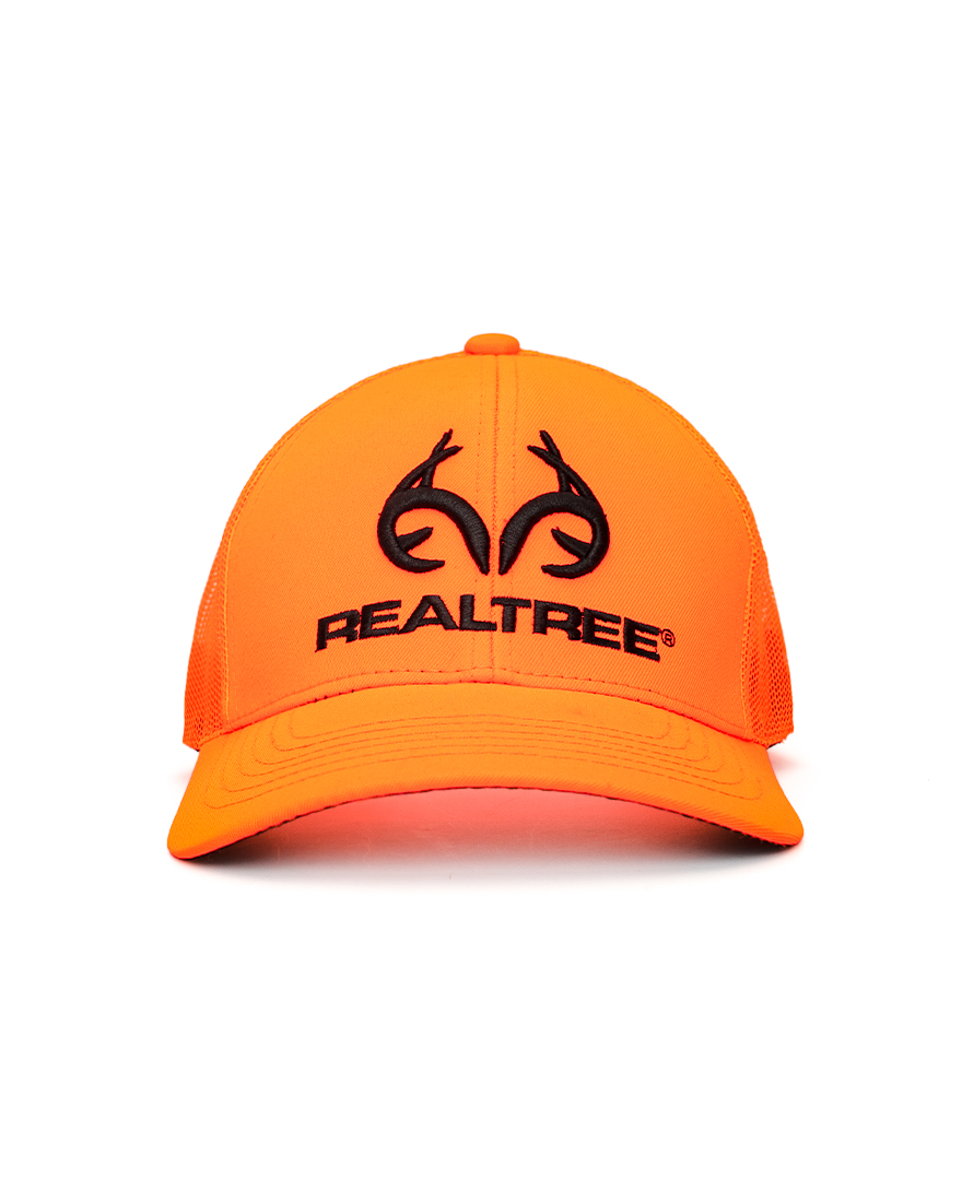 Antler Logo Blaze Mesh Back Hat in Orange from Realtree