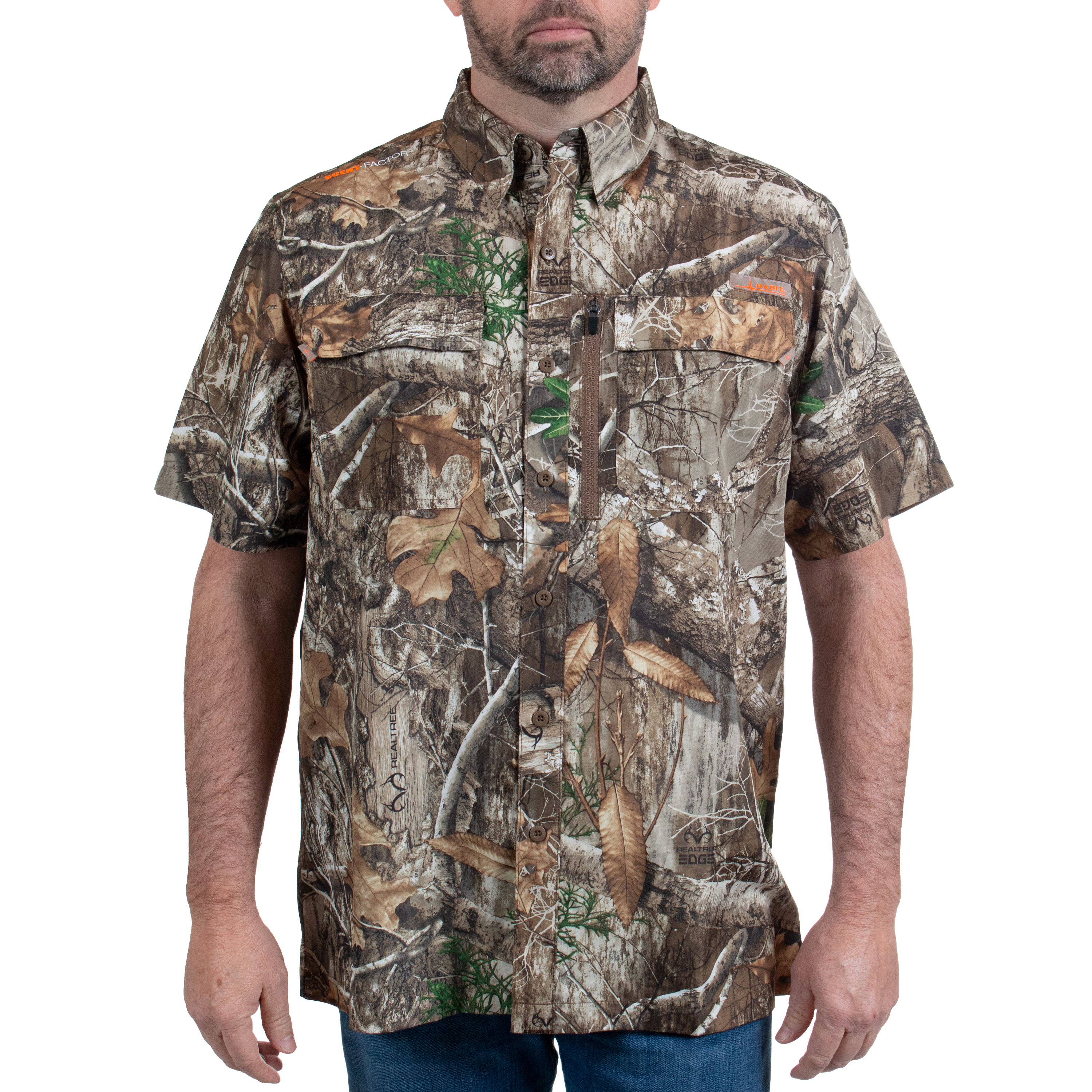 Realtree Black Mens Short Sleeve Fishing Guide Shirt- M 