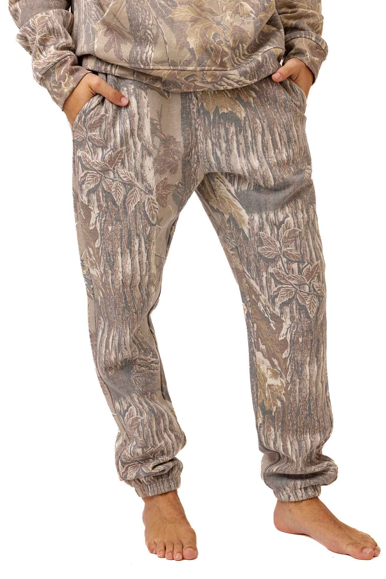 Men's Faded Poly Cotton Camo Sweatpants | Realtree Xtra Grey