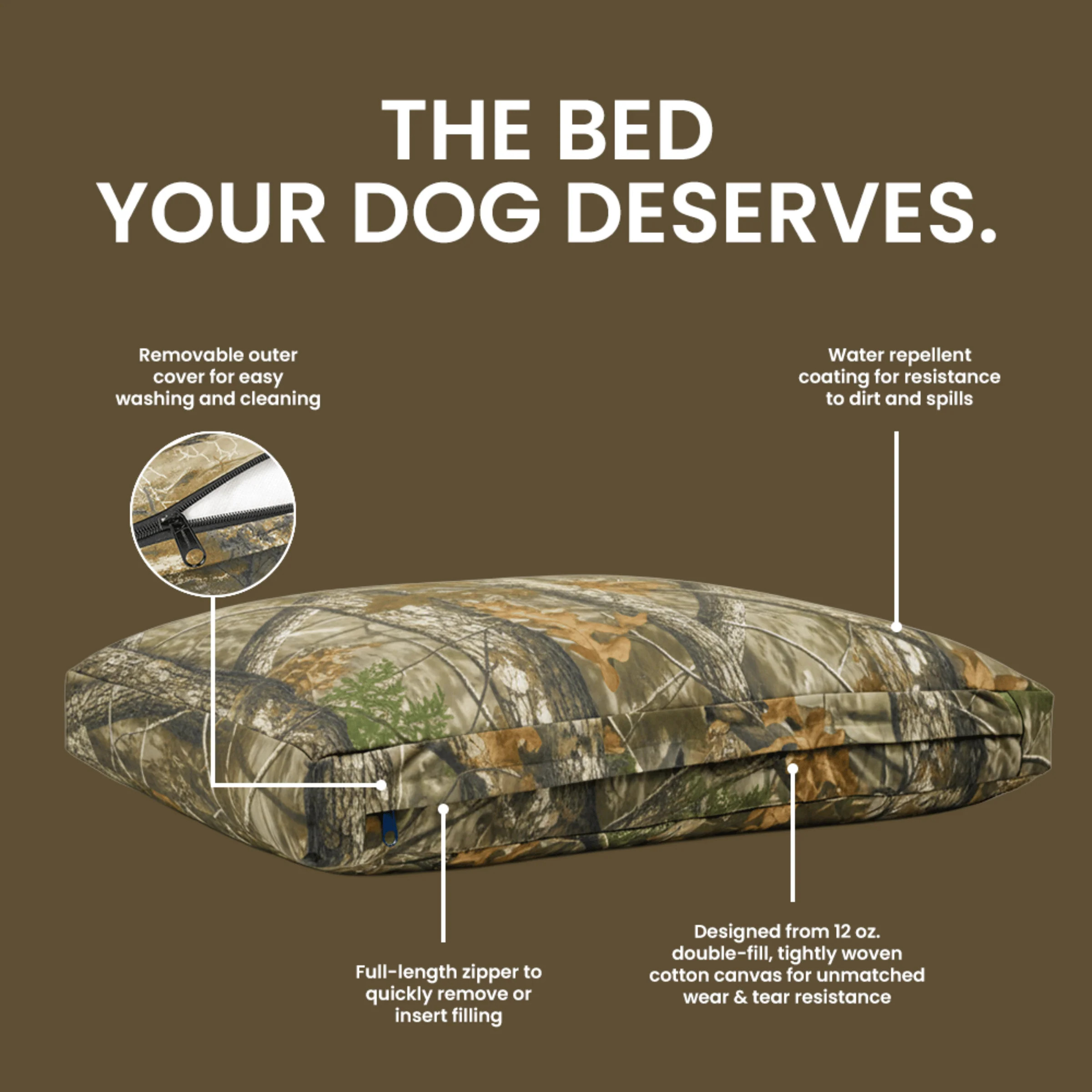 White Duck Outdoors Canvas Camo Dog Bed | Realtree EDGE - Realtree