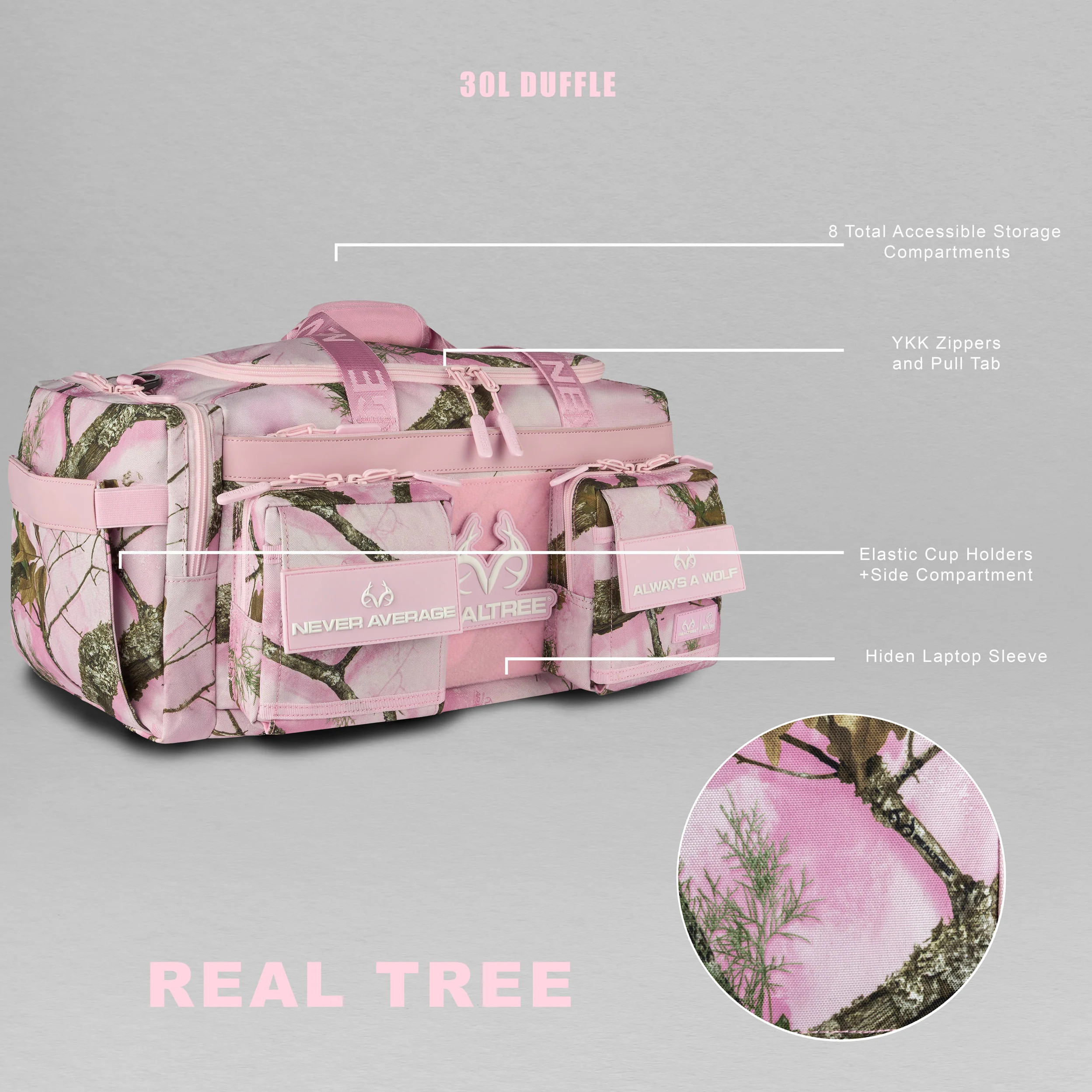 WOLFpak 30L Flushing Pink Perfect Camo Duffle Bag | Realtree APX