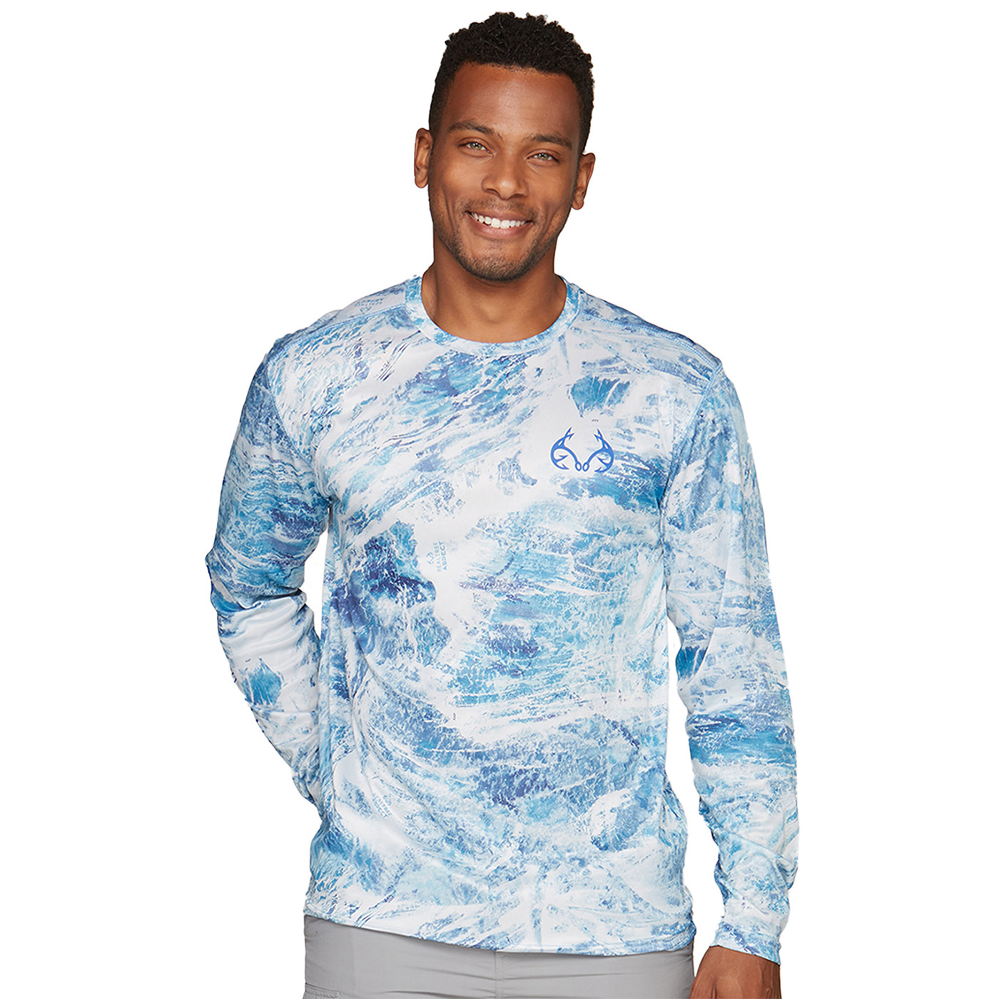 Realtree Aspect Crystal Blue Men's Long Sleeve Performance Fishing Tee 