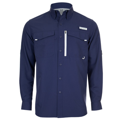 Realtree Fishing Shirt Men XL Extra Large Royal Blue Tab Sleeve Vented  Button Up 
