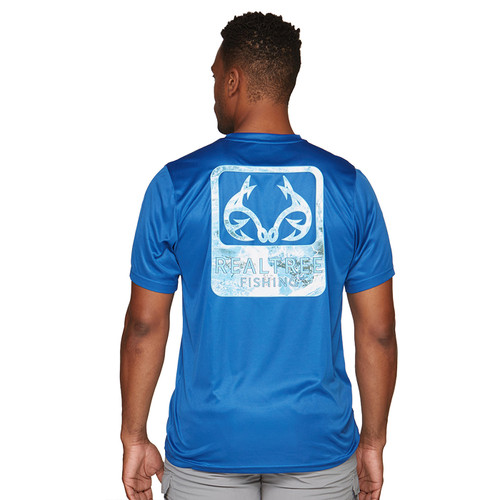 Realtree Men's Waikiki Short Sleeve Performance Fishing Shirt, Size: Small, Blue