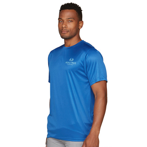 Realtree Men's Long Sleeve Cape Performance Fishing Graphic T-Shirt, Blue, 2XL
