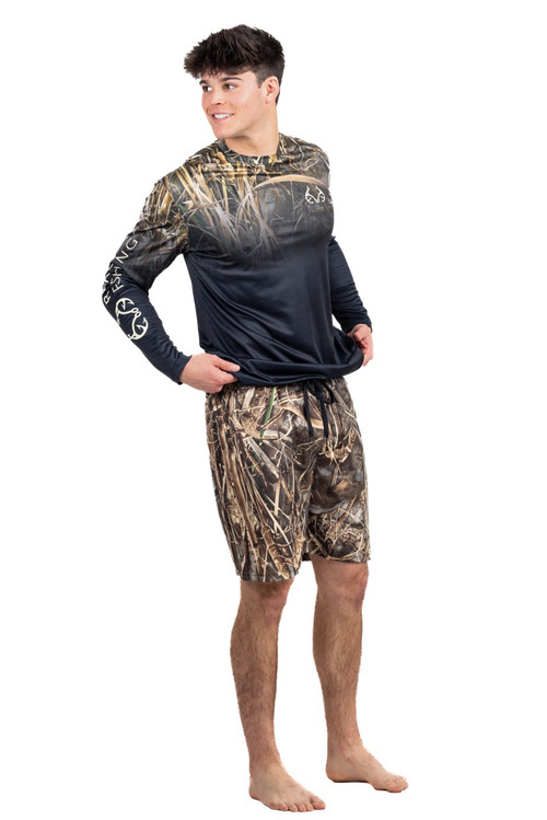 NWT Realtree Men's Aspect Comfort Flex Waist Blue Hybrid Fishing Shorts XL