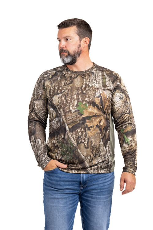 Realtree Men's Camo Hunting Stretch Longsleeve Crewneck T-Shirt - Size XL