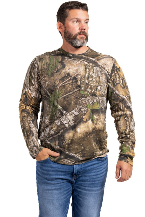 Realtree Youth Long Sleeve Jersey Recycled Polyester UPF Scent Control Sea  Mist Performance Tee- S 