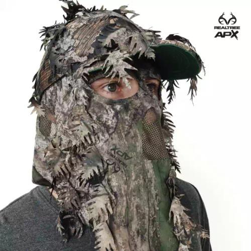 帽子 moka Black Eye Patch REALTREE CAMO QuikCamo Men's 2-in-1 Leafy Hunting Face Mask & Ball Cap