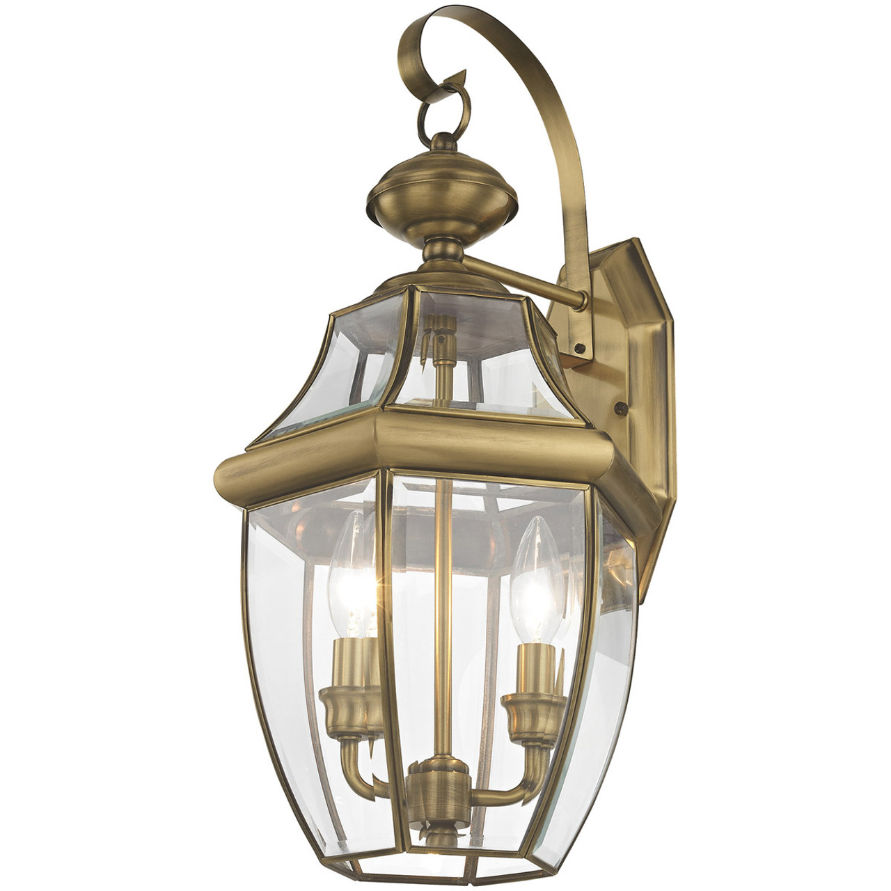 Livex Lighting Monterey Collection Light AB Outdoor Wall Lantern in Antique  Brass 2251-01