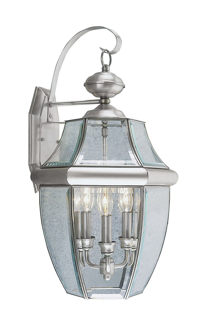 Livex Lighting Monterey Collection Light BN Outdoor Wall Lantern in Brushed  Nickel 2351-91