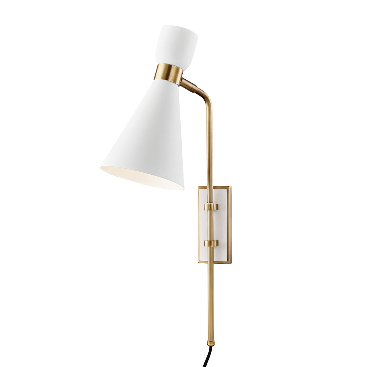 Mitzi Willa Light Wall Sconce With Plug in Aged Brass/Soft Off White  HL295101-AGB/