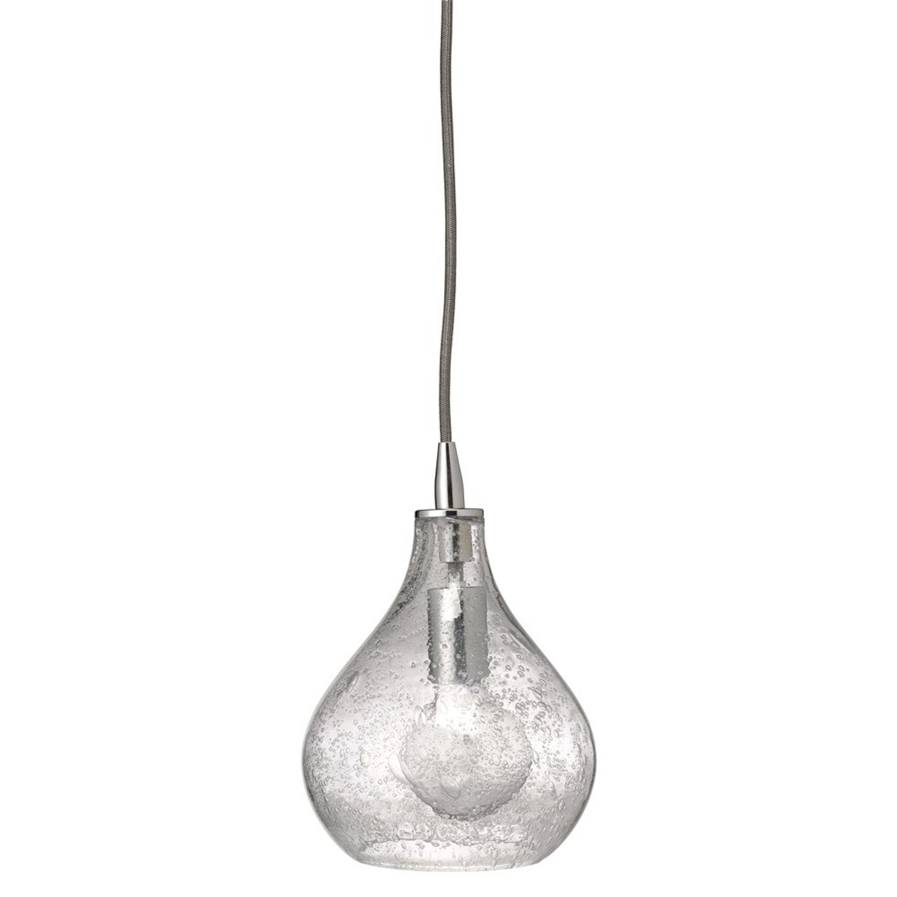 Jamie Young Small Curved Pendant in Clear Seeded Glass 5CURV-SMCL