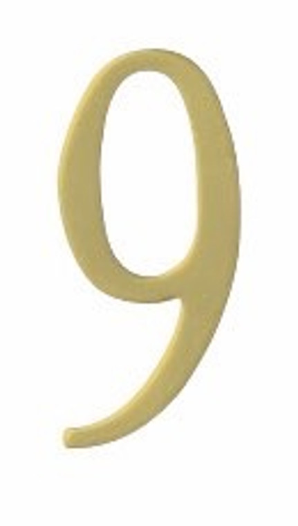 Special Lite 2 inch Brass Self Adhesive Address Number.  Number: 9 BR2-9