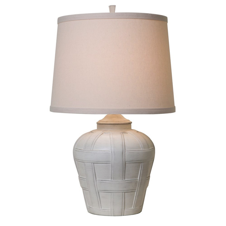 Thumprints Seagrove- Natural Shade  Table Lamp in Distressed White Matte