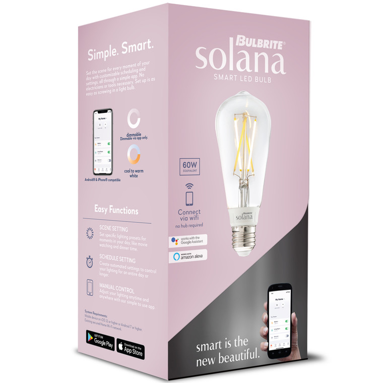 Bulbrite Solana 291120 SMART LED SMART LED Filaments Tunable White: A19, ST18, G25 Watts: 5.5 - SL5WST18/W/CL/1P (1 Pack)
